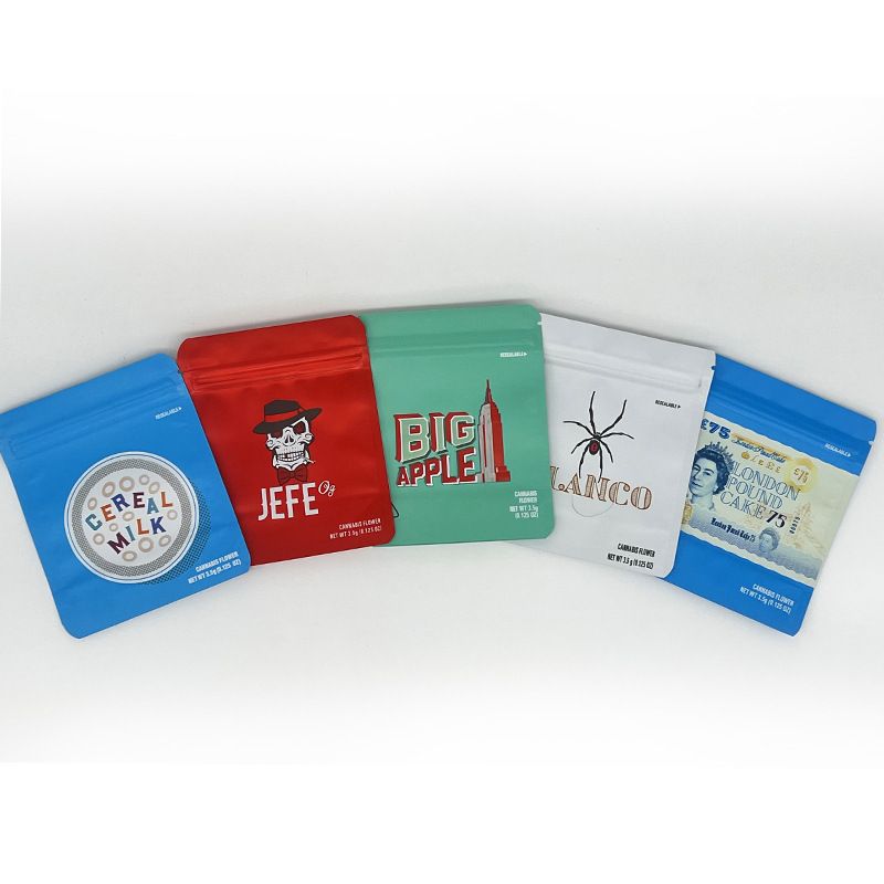 Blanco / Spider Mylar Weed Bags with Zip Seal